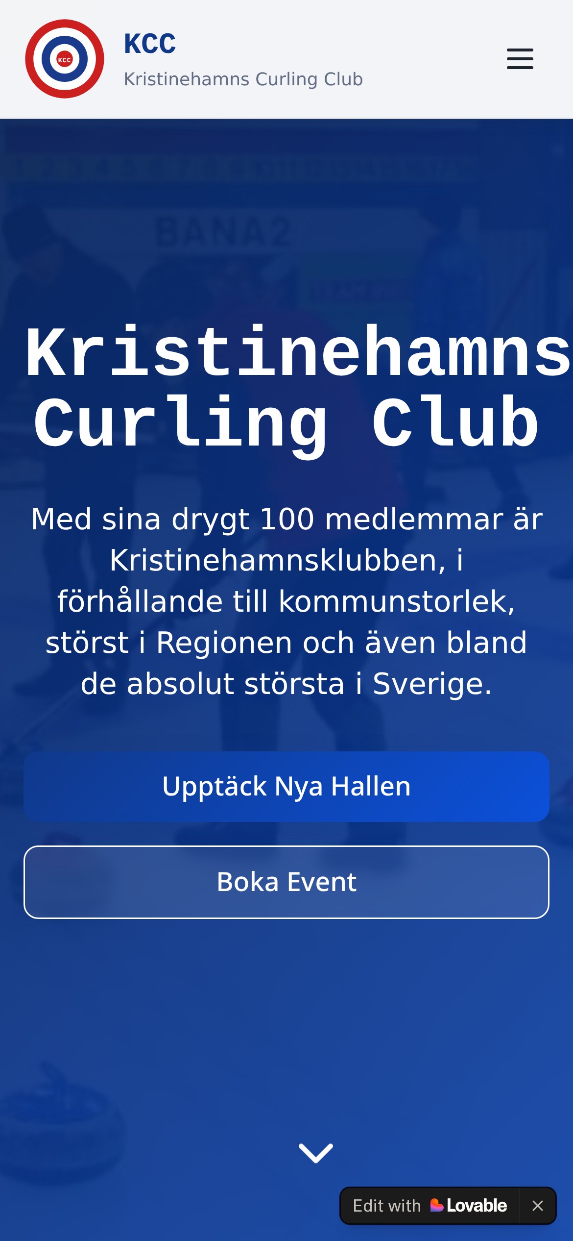 Kristinehamns Curling Club — mobile UI