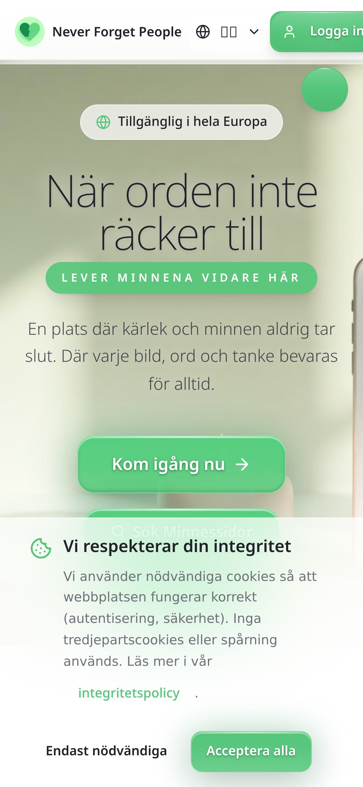 NeverForget™ — mobile UI